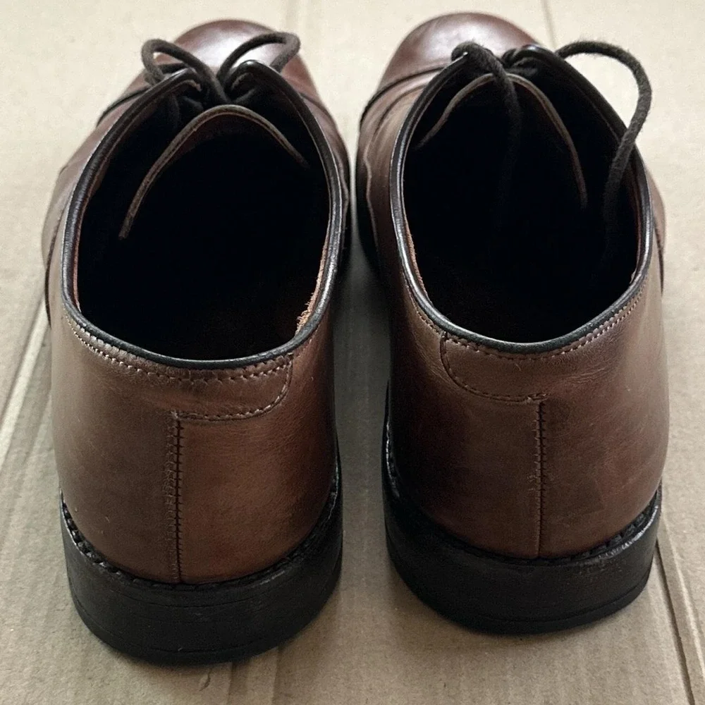 Allen Edmonds Good Vintage Oxford Mens 10E Brown Good Cap-Toe Leather Laced